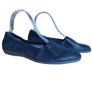 Aerosoles Trendsetter Black Leather Slip On Flats Loafers Snake Print 8.5 W